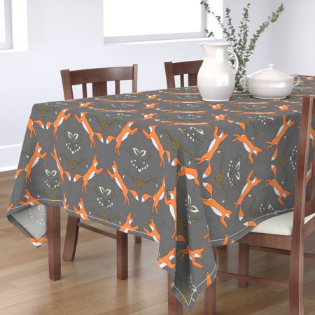 Tablecloth Woodland Fox Modern Gender Neutral Baby Nursery Foxen Cotton Sateen