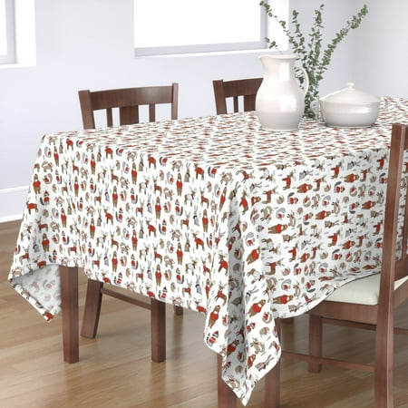 Tablecloth Winter Woodland Holiday Creatures Christmas Forest Bear Cotton Sateen