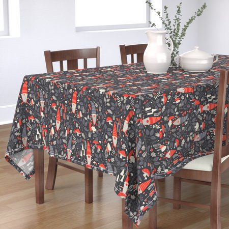 Tablecloth Gnome Gnomes Fabrics Botanical Plants Mushrooms Cotton Sateen