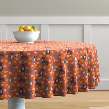 Round Tablecloth Pitbull Taco Burrito Pitbull Dog Dogs Mexican Cotton Sateen