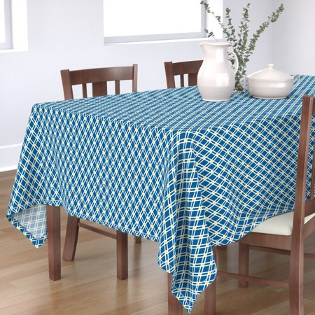 Tablecloth Hanukkah Chanukkah Blue Trellis Holiday Cotton Sateen