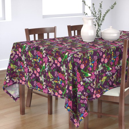 Tablecloth Birds And Blooms Challenge Birds Flowers Chinoiserie Cotton Sateen