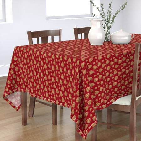 Tablecloth Christmas Autumn Nature Pine Tree Pinecone Cotton Sateen