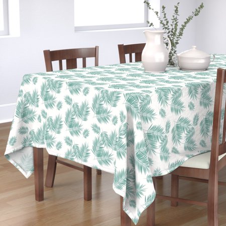 Tablecloth Aqua Green Palm Leaf Palm Leaves Palm Tree Tropical Cotton Sateen