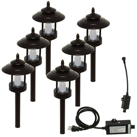 6 Pack Westinghouse 100 Lumen Low Voltage Multi-Color LED Pathway Light Landscape Kit w/ Remote, Transformer & Cable