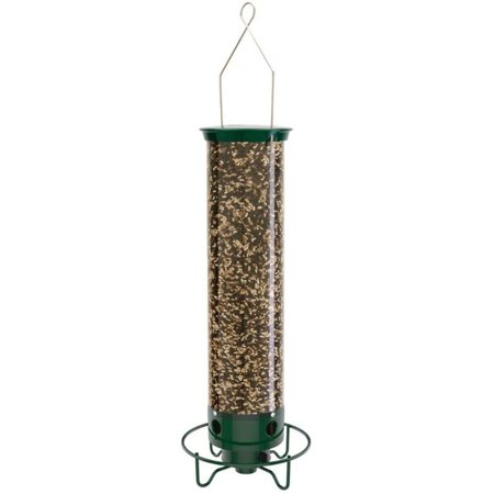 Droll Yankees Yankee Flipper Squirrel-Proof Bird Feeder, 17-Inches, 5-Lb Seed Capacity, 4 Ports, Forest Green