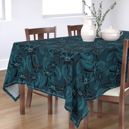 Tablecloth Retro Tropical Beach Lobster Lobsters Palm Seashore Cotton Sateen