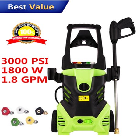 Homedox 3000 PSI Pressure Washer, Electric 1800W High Pressure Power Washer Machine 1.80 GPM Professional Washer Cleaner with Power Hose Gun Turbo Wand 4 Interchangeable Nozzles