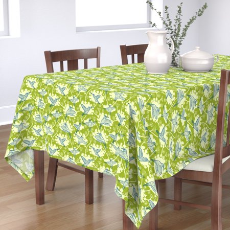 Tablecloth Nature Hummingbird Bird Garden Flower Green California Cotton Sateen