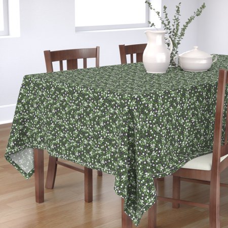 Tablecloth Mistletoe Snow Christmas Holiday Winter Mint Berry Cotton Sateen