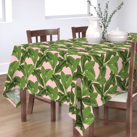 Tablecloth Leaves Palm Botanical Tropical Jungle Greenery Dauphine Cotton Sateen