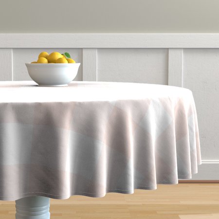 Round Tablecloth Buffalo Check Large Plaid Blush Pink Arabesque Cotton Sateen