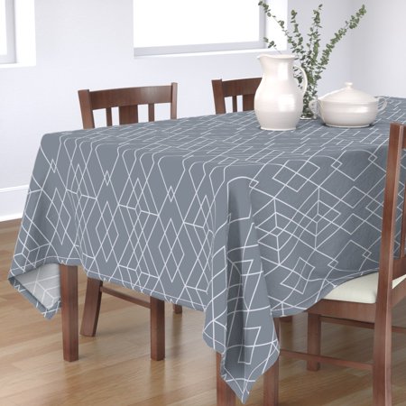 Tablecloth Winter Mod Grid Lines Monochrome Geometric Stripes Cotton Sateen