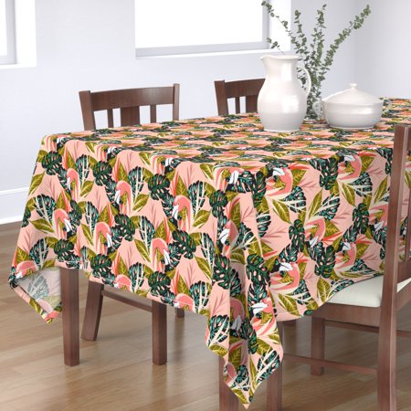 Tablecloth Flamingo Animal Bird Tropical Pink Botanical Cotton Sateen