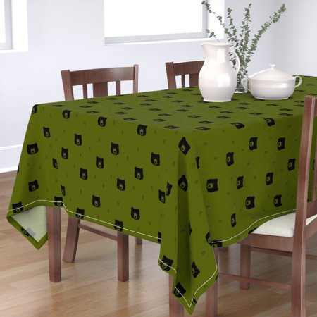 Tablecloth Bear Head Bears Geometric Bears Black Bear Forest Woods Cotton Sateen