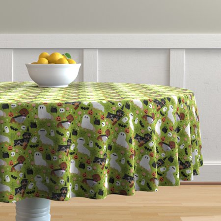 Round Tablecloth Doxie Dachshund Dogs Dog Halloween Halloween Cotton Sateen