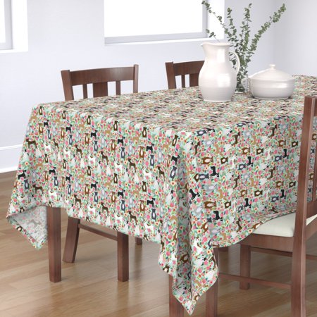 Tablecloth Floral Pitbull Dog Dogs Florals Mint Rescue Cotton Sateen