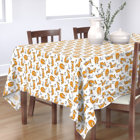 Tablecloth Woodland Cute Animals Fox Foxes Autumn Winter Cotton Sateen