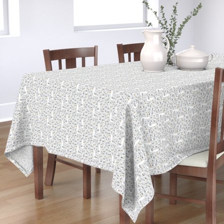 Tablecloth Seagull Beach Chic Sea Ocean Bird Summer Grey Cotton Sateen