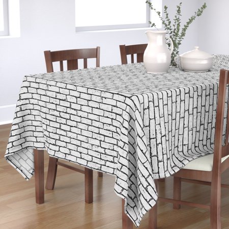 Tablecloth Monochrome Bricks Wall Geometric Rocks Stone Cotton Sateen