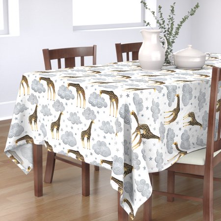 Tablecloth Animal Whimsical Nursery Gender Neutral Dreamy Giraffes Cotton Sateen