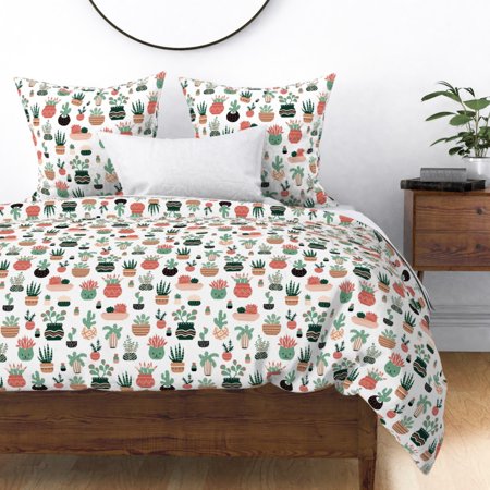 Succulent Plants Garden Pots Sateen Duvet Cover by Roostery