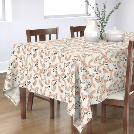 Tablecloth Blush Fox Animal Nursery Baby Cotton Sateen