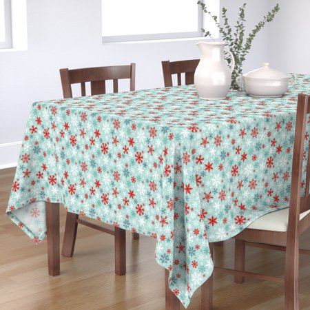 Tablecloth Snow Snowflakes Winter Christmas Cotton Sateen