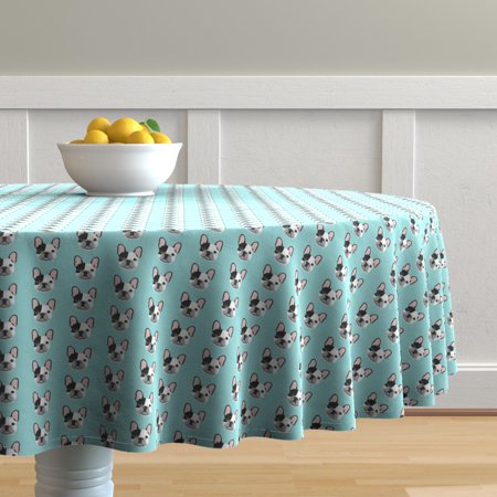 Round Tablecloth French Bulldog Frenchie Dog Dogs Dog Head French Cotton Sateen