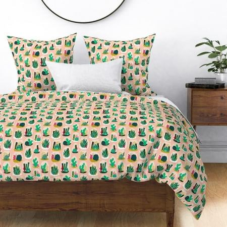 Cactus Plant Succulent Sateen Duvet Cover by Roostery