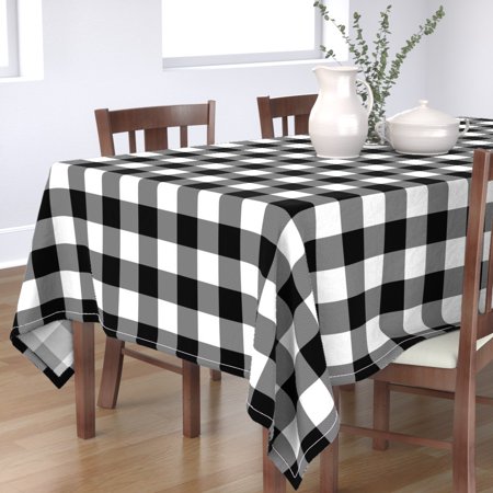 Tablecloth Black And White Plaid Rustic Check Buffalo Parka Cotton Sateen