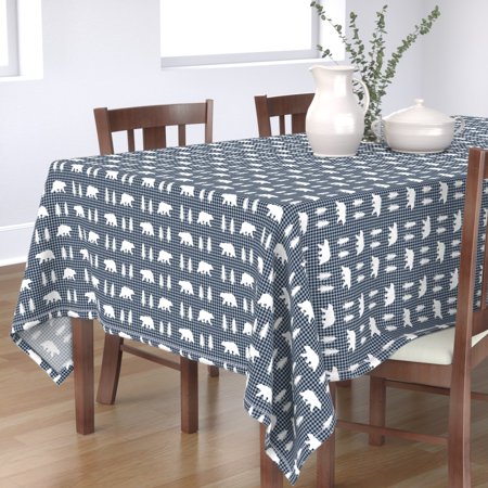 Tablecloth Woodland Plaid Forest Trees Pine Trees Kids Camping Cotton Sateen