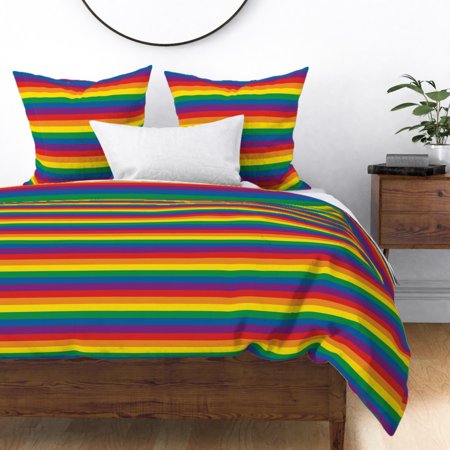 Rainbow Pride Lgbt Flag Gay Summer Cute Sateen Duvet Cover by Roostery