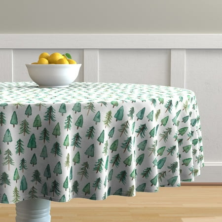 Round Tablecloth Christmas Tree Christmas Tree Fir Tree Evergreen Cotton Sateen