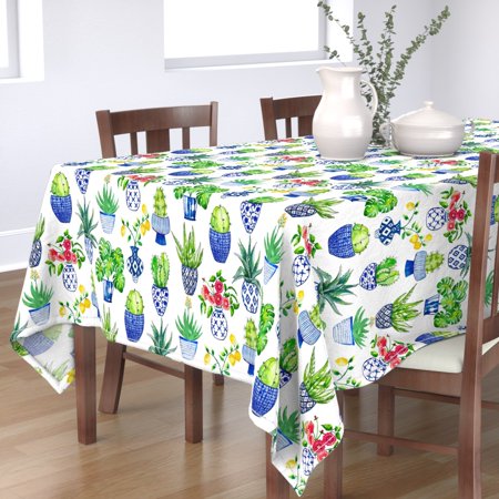 Tablecloth Cacti Plant Succulent Modern Chic Cotton Sateen