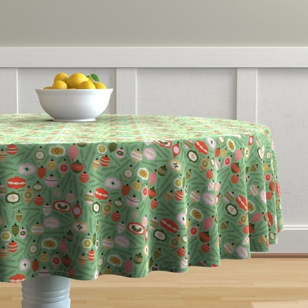 Round Tablecloth Ornament Vintage Christmas Christmas Cotton Sateen