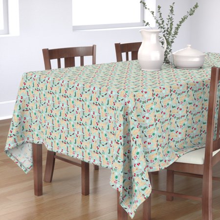 Tablecloth Christmas Dog Holiday Puppy Pup Dogs Golden Retriever Cotton Sateen