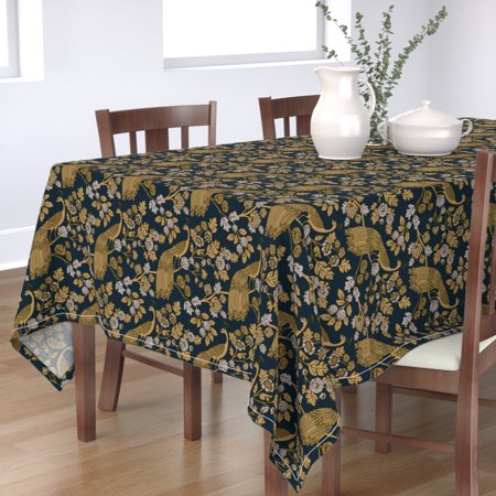 Tablecloth Peacock Exotic Bird Chinoiserie Traditional Rococo Cotton Sateen