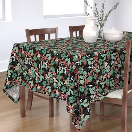 Tablecloth Succulent Succulents Plants Cactus Black Desert Cotton Sateen