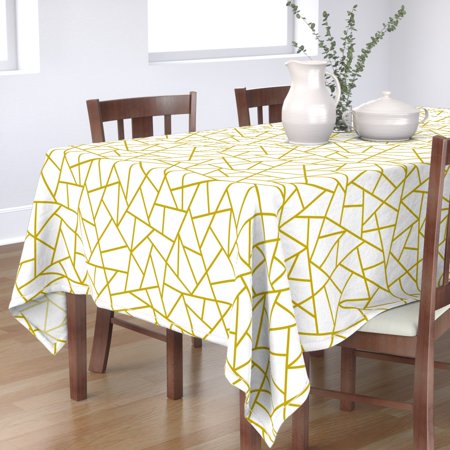 Tablecloth Gold Triangle Abstract Geometric White Nursery Decor Cotton Sateen