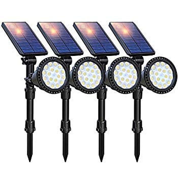 Solar Lights Outdoor Upgraded, 18 LED Waterproof Solar Landscape lights Solar Spotlight Wall Light Auto On/Off Wireless Landscape Lighting for Garden Yard Pathway Pool Area, Pack of 4 (Cool White)