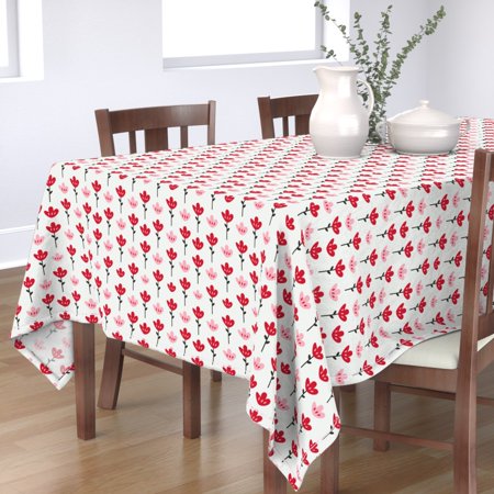 Tablecloth Flowers Flower Tulip Baby Girl Nursery Big Pink Red And Cotton Sateen