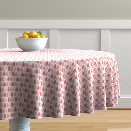 Round Tablecloth Mod Baby Rain Drops Coral Baby Girl Nursery Cotton Sateen