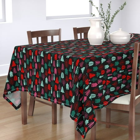 Tablecloth Christmas Christmas Tree Christmas Trees Red And Green Cotton Sateen