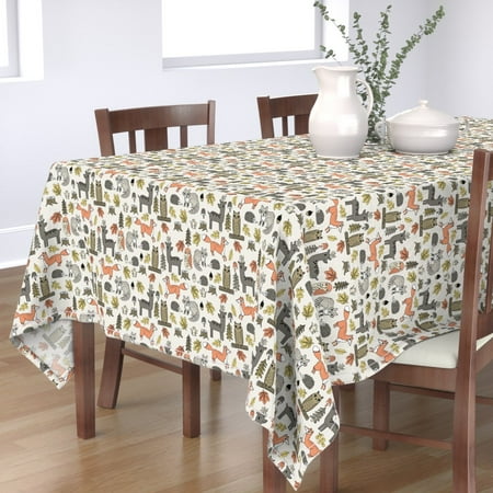 Tablecloth Autumn Fox Raccoon Owl Fall Woodland Animals Animal Cotton Sateen