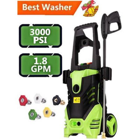 1800W 3000 PSI Electric Pressure Washer, 1.80 GPM High Pressure Washer, Professional Washer Cleaner Machine with 4 Interchangeable Nozzles,Green