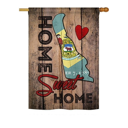 Ornament Collection - State Delaware Home Sweet Home Americana - Everyday States Impressions Decorative Vertical House Flag 28" x 40" Printed In USA