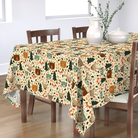 Tablecloth Woodland Animal Animals Land Ba Nursery Decor Creature Cotton Sateen