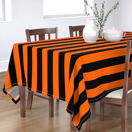 Tablecloth Stripes Lines Orange Black Halloween Awning Cotton Sateen