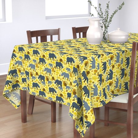 Tablecloth Endangered Species Animals Rhino Rhinoceros Africa Cotton Sateen